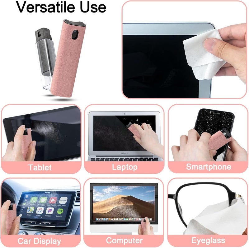 walrfid 2 Pack Screen Cleaner Spray and Wipe for Laptop Monitor and Car Screens, Phone Touchscreen Mist Cleaning Kit for Cellphone, Tablet, PC, Computer, LCD, Eyeglass, iPhone, iPad, Mac Pro - Grey and Pink - Image 5
